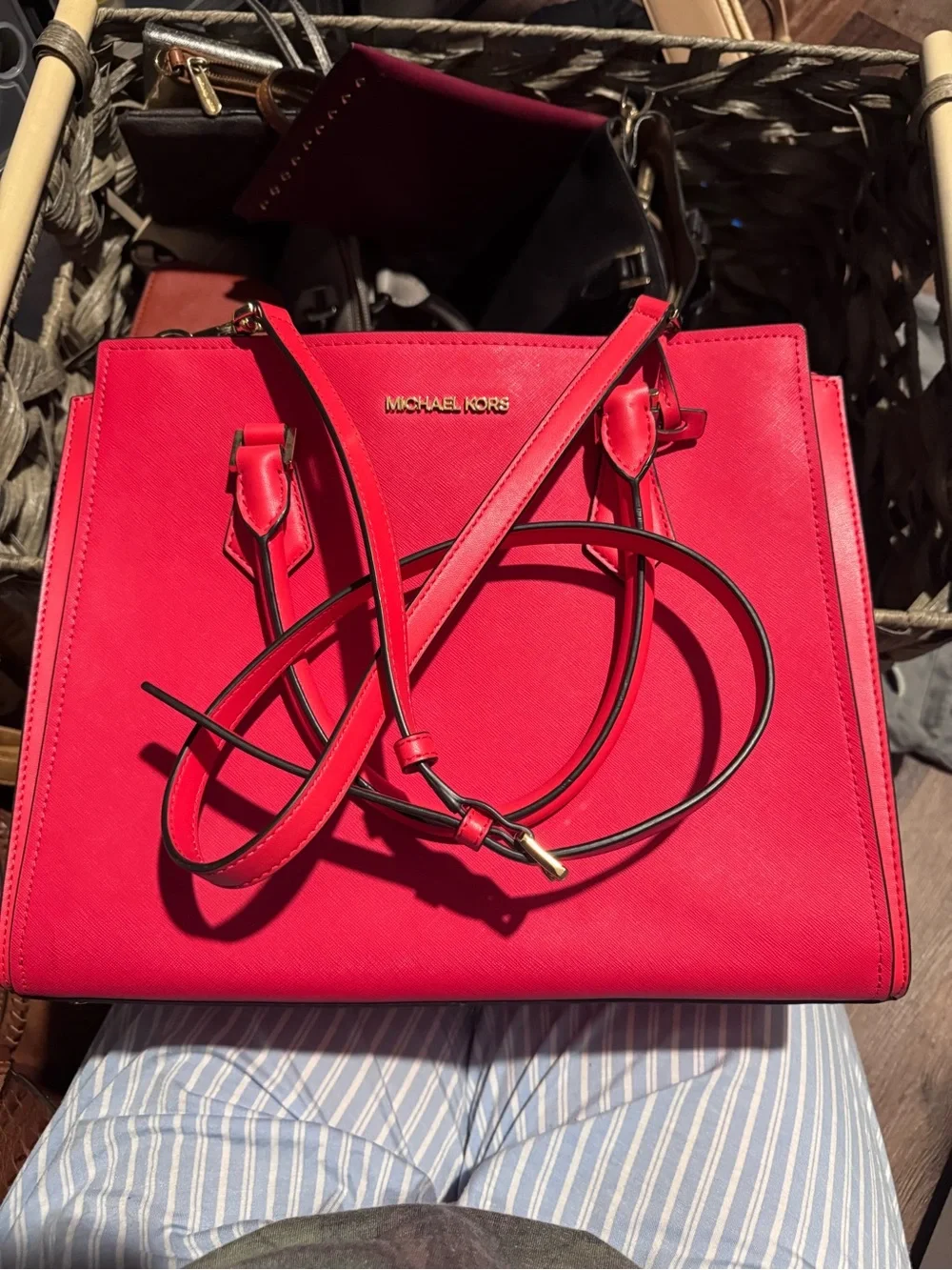 Michael Kors Bright Red Saffiano Leather Tote Bag